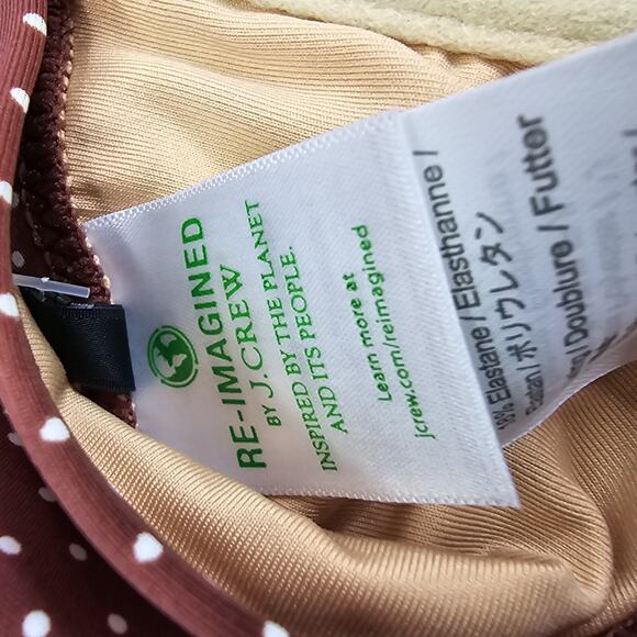 J Crew Swim Top 42DD Brown White Polka Dot Underwire Bikini Sable Bow BF259 - Picture 8 of 10